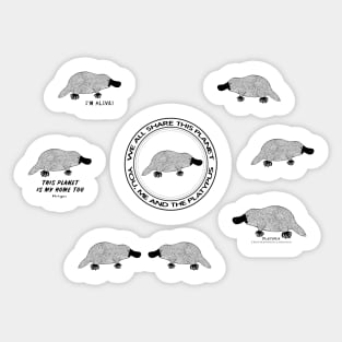 Platypus Designs - 7 platypuses for conservation - sticker set Sticker